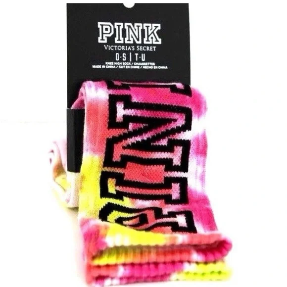 PINK Victoria's Secret Tie-Dye Socks - Pink and Yellow - Picture 2 of 4